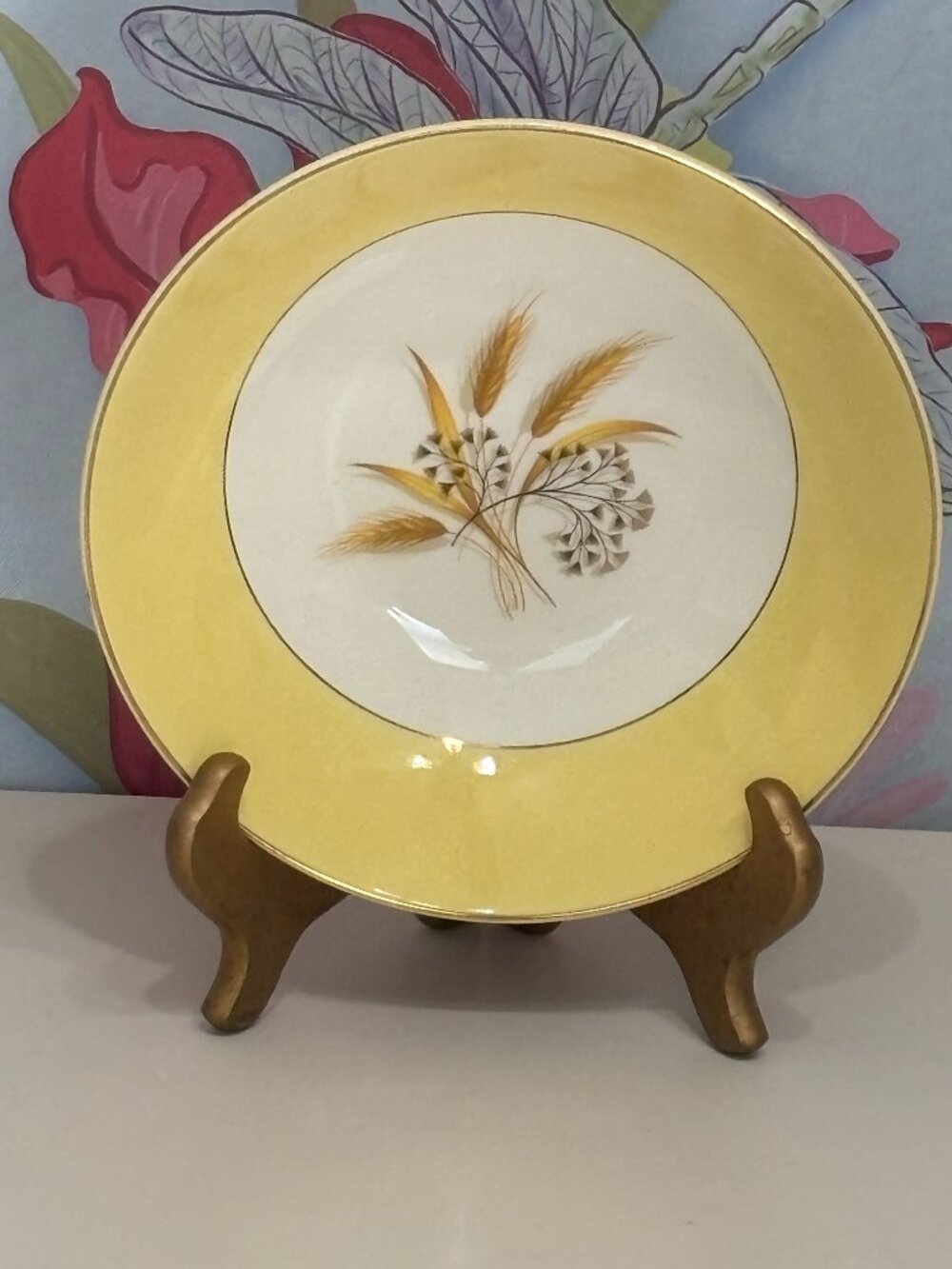 MCM Century Service "Autumn Gold" Serving Bowl Yellow/Gold Gold Trim 9"Top/3"D